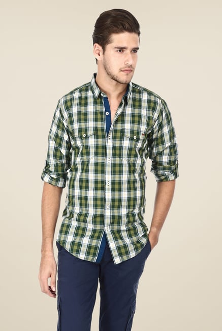 Basics Olive Checks Shirt Basics Olive Checks Shirt