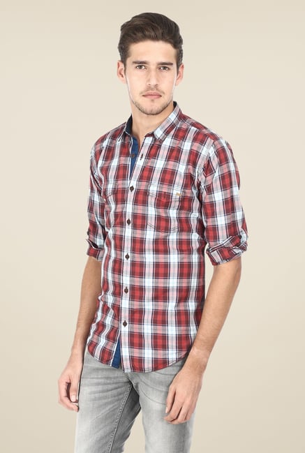 Basics Maroon Checks Shirt Basics Maroon Checks Shirt