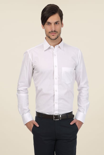 Basics White Self Print Shirt Basics White Self Print Shirt