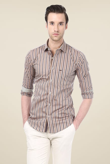 Basics Beige Striped Shirt Basics Beige Striped Shirt