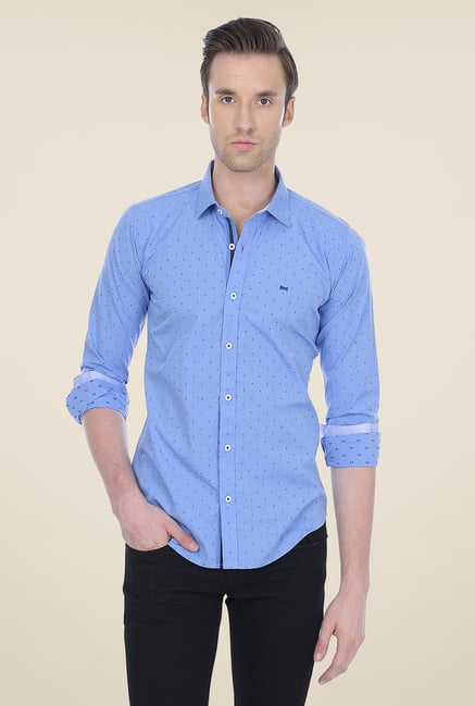Basics Blue Printed Shirt Basics Blue Printed Shirt