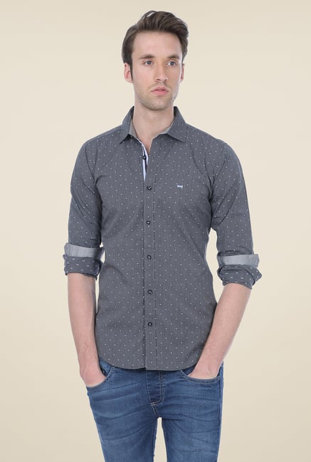 Basics Grey Printed Shirt Basics Grey Printed Shirt