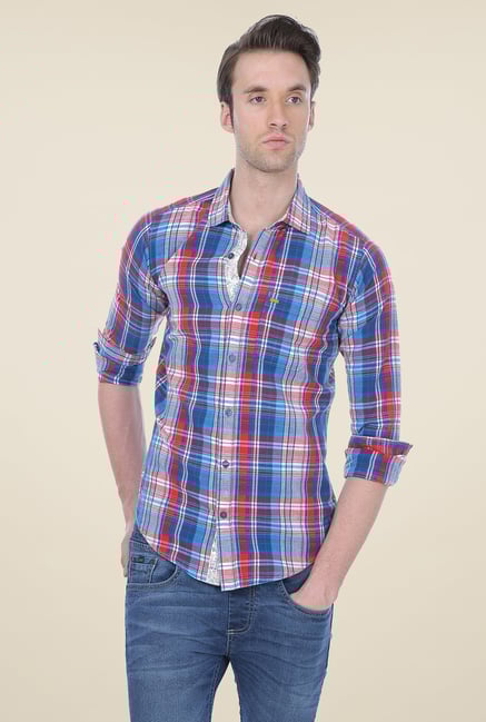 Basics Blue & Red Checks Shirt Basics Blue & Red Checks Shirt