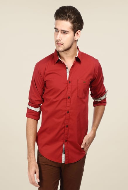 Basics Red Solid Shirt Basics Red Solid Shirt