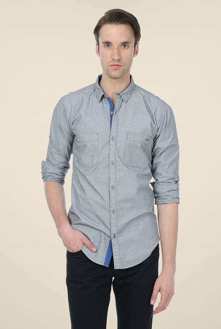 Basics Grey Solid Shirt Basics Grey Solid Shirt