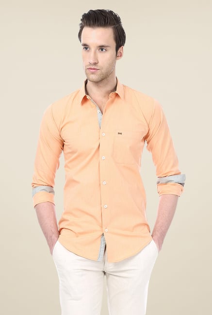 Basics Orange Striped Shirt Basics Orange Striped Shirt