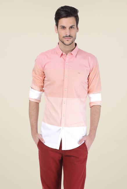 Basics Peach Striped Shirt Basics Peach Striped Shirt