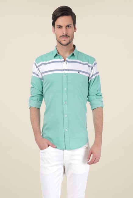 Basics Turquoise Striped Shirt Basics Turquoise Striped Shirt