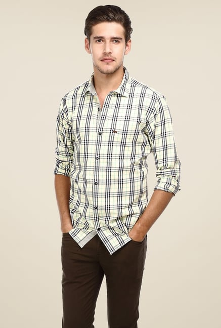 Basics Off White & Black Checks Shirt Basics Off White & Black Checks Shirt