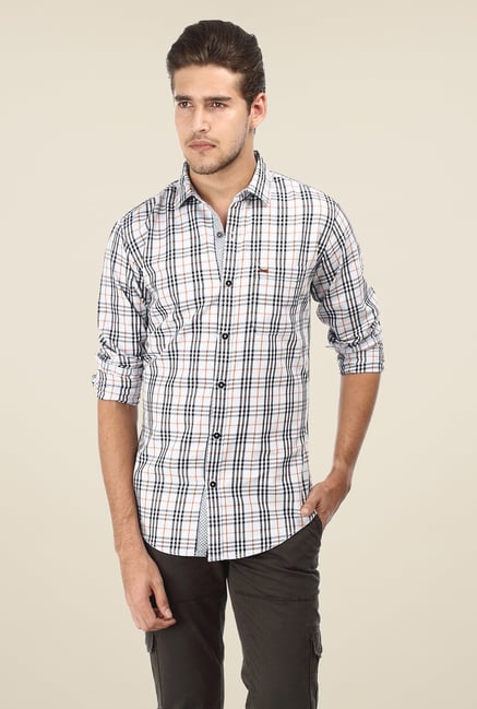 Basics Off White & Black Checks Shirt Basics Off White & Black Checks Shirt