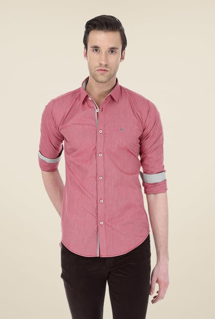 Basics Maroon Striped Shirt Basics Maroon Striped Shirt