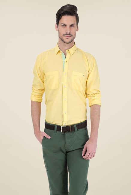 Basics Yellow Solid Shirt Basics Yellow Solid Shirt