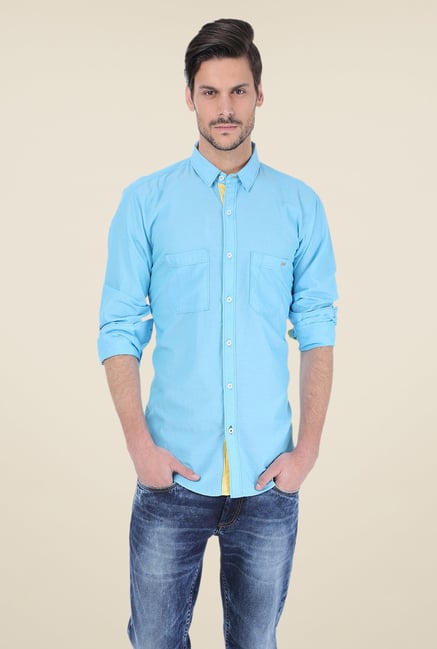 Basics Aqua Solid Shirt Basics Aqua Solid Shirt