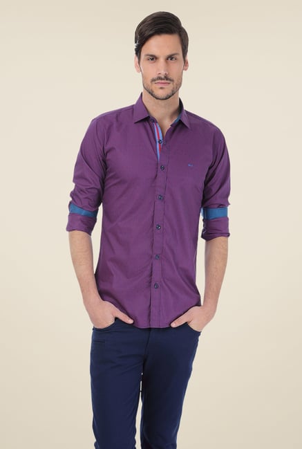 Basics Purple Printed Shirt Basics Purple Printed Shirt