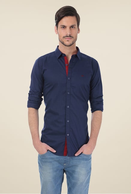 Basics Navy Solid Shirt Basics Navy Solid Shirt