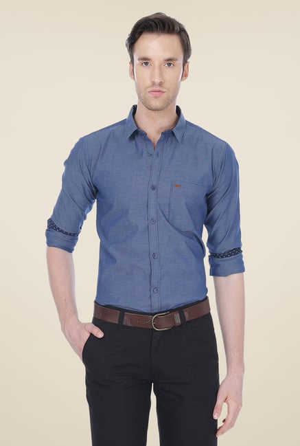 Basics Navy Solid Shirt Basics Navy Solid Shirt