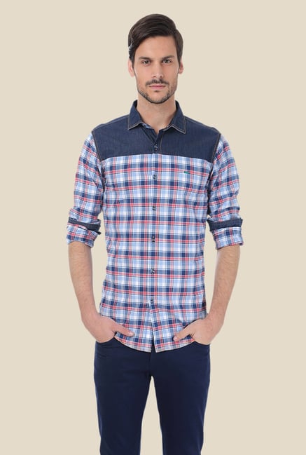Basics Blue & Pink Checks Shirt Basics Blue & Pink Checks Shirt