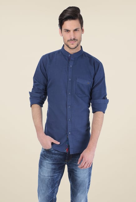 Basics Dark Blue Solid Shirt Basics Dark Blue Solid Shirt