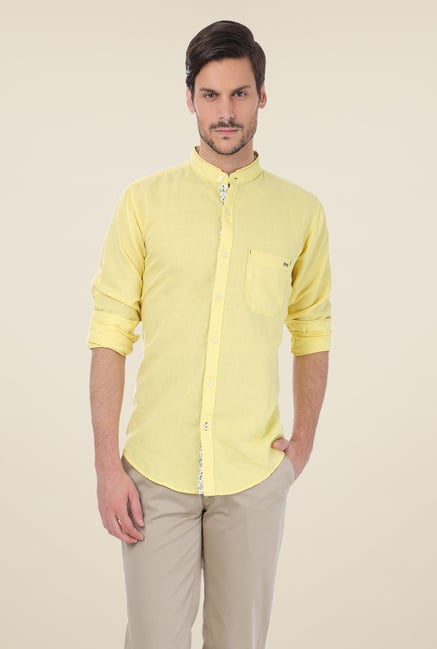 Basics Yellow Solid Shirt Basics Yellow Solid Shirt
