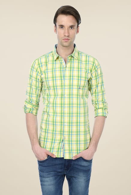 Basics Yellow & Green Checks Shirt Basics Yellow & Green Checks Shirt