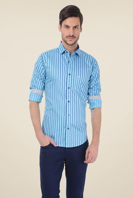 Basics Light Blue Striped Shirt Basics Light Blue Striped Shirt