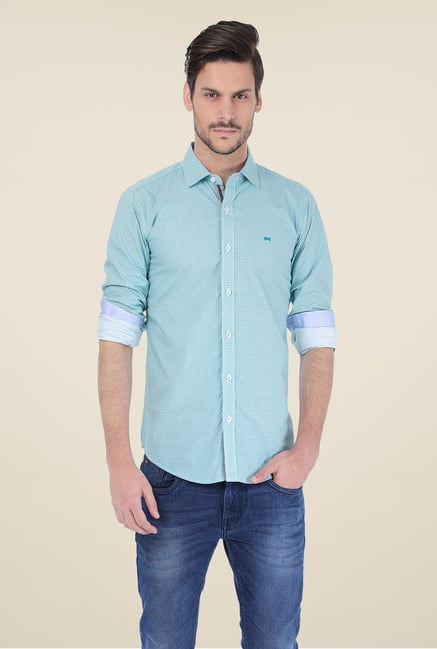 Basics Turquoise Printed Shirt Basics Turquoise Printed Shirt