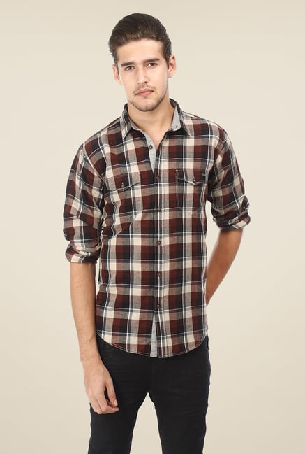 Basics Brown Checks Shirt Basics Brown Checks Shirt