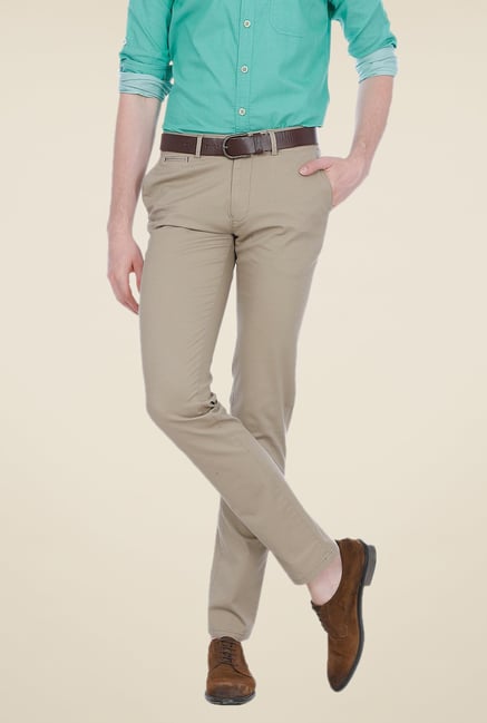 Basics Beige Solid Trousers Basics Beige Solid Trousers