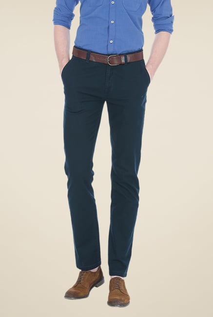 Basics Navy Solid Trousers Basics Navy Solid Trousers