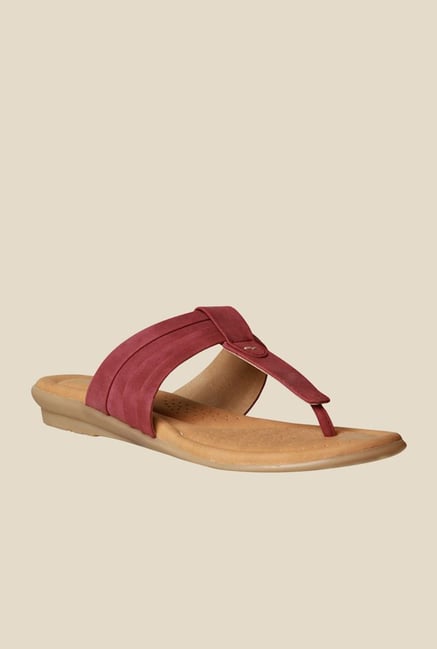 Bata Stella Maroon T-Strap Sandals Bata Stella Maroon T-Strap Sandals