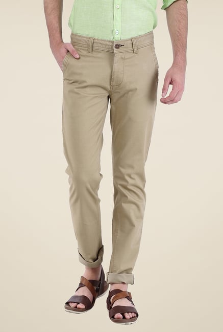 Basics Beige Solid Trousers Basics Beige Solid Trousers