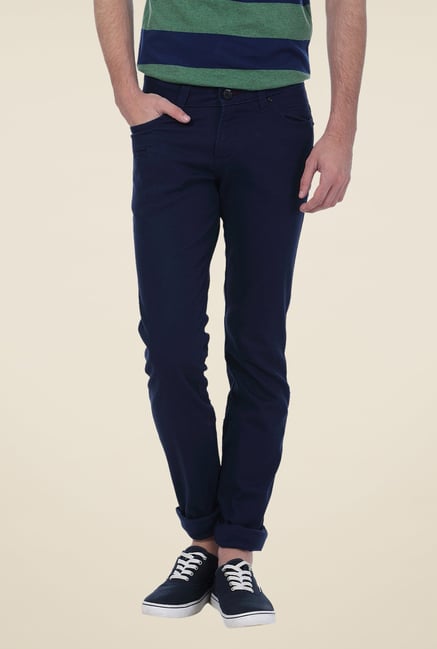 Basics Navy Solid Trousers Basics Navy Solid Trousers