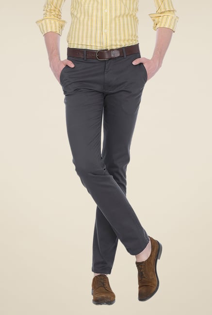 Basics Grey Solid Trousers Basics Grey Solid Trousers
