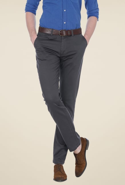 Basics Grey Solid Trousers Basics Grey Solid Trousers