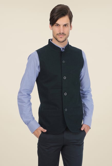 Basics Navy Solid Cotton Jacket Basics Navy Solid Cotton Jacket