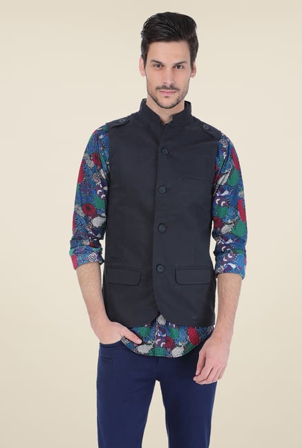 Basics Navy Solid Jacket Basics Navy Solid Jacket