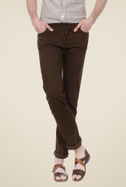 Basics Brown Solid Trousers Basics Brown Solid Trousers