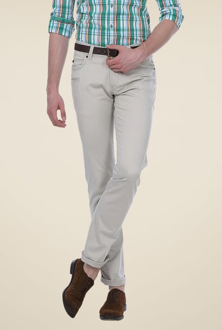 Basics Grey Solid Low-rise Trousers Basics Grey Solid Low-rise Trousers