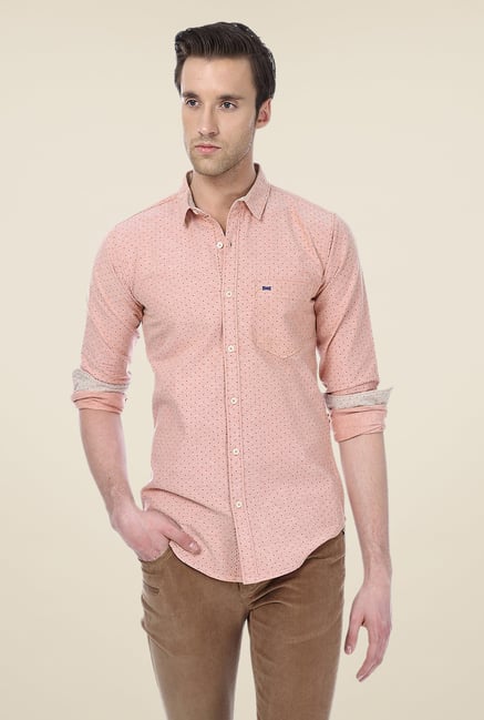 Basics Peach Printed Shirt Basics Peach Printed Shirt