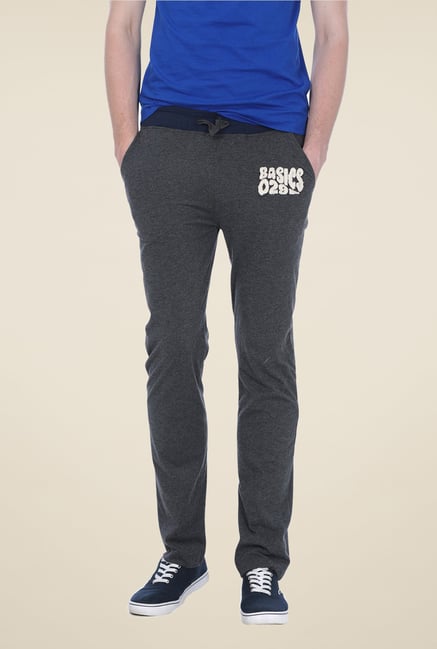 Basics Grey Solid Trackpants Basics Grey Solid Trackpants