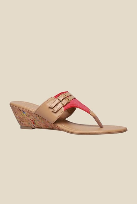 Bata Kendal Beige & Pink T-Strap Sandals Bata Kendal Beige & Pink T-Strap Sandals