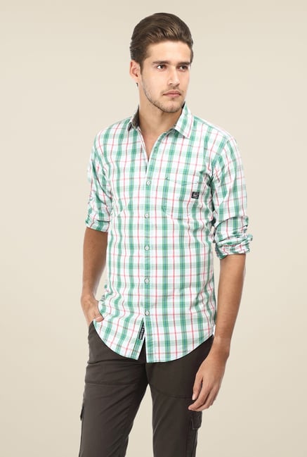 Basics Green & White Checks Shirt Basics Green & White Checks Shirt