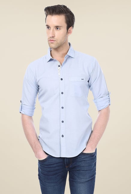 Basics Light Blue Solid Shirt Basics Light Blue Solid Shirt