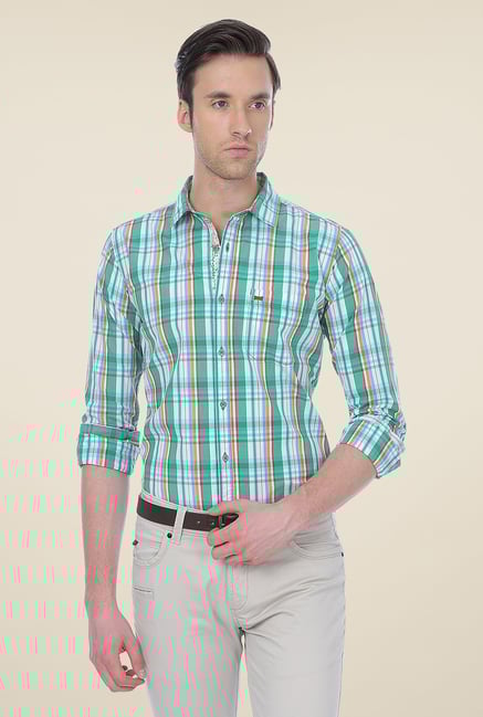 Basics Sea Green Checks Shirt Basics Sea Green Checks Shirt