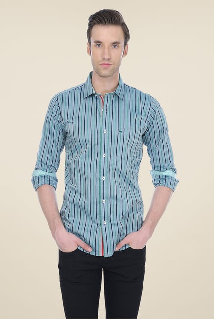 Basics Green Striped Shirt Basics Green Striped Shirt