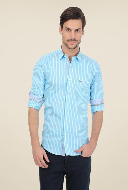 Basics Turquoise Striped Shirt Basics Turquoise Striped Shirt