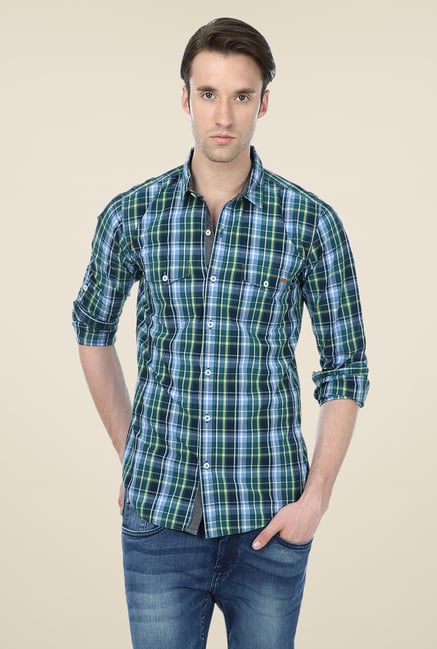 Basics Blue & Navy Checks Shirt Basics Blue & Navy Checks Shirt