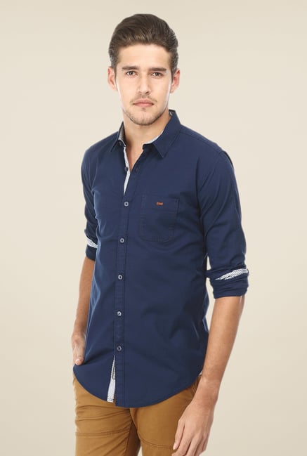 Basics Navy Solid Shirt Basics Navy Solid Shirt