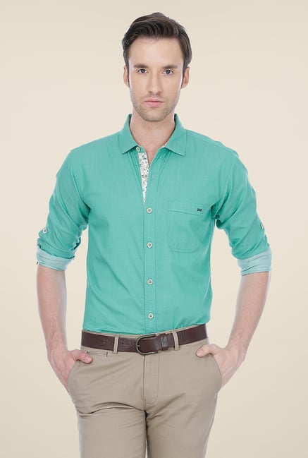Basics Teal Solid Shirt Basics Teal Solid Shirt