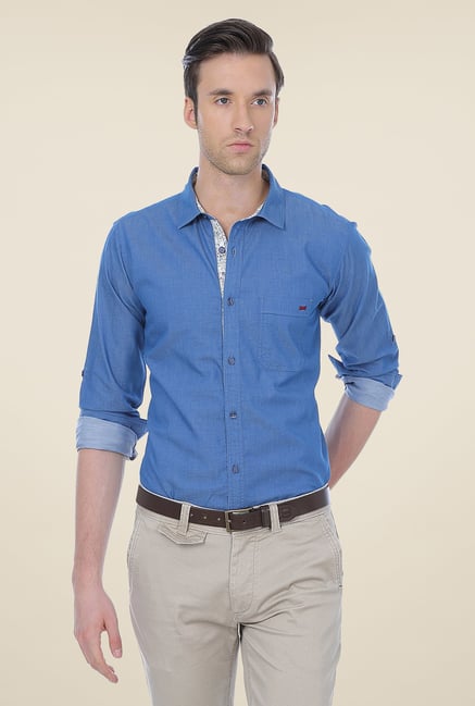Basics Dark Blue Solid Shirt Basics Dark Blue Solid Shirt